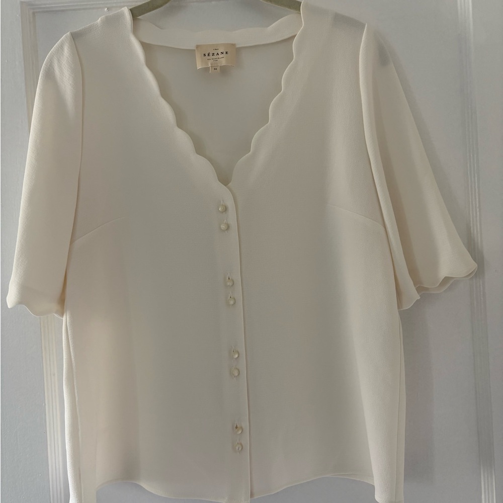 Sezane Short Sleeve Blouse